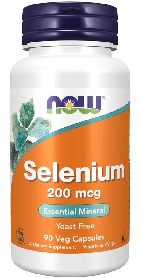 NOW Selenium Supplement with Essential Mineral 200 Mcg 90 Capsules
