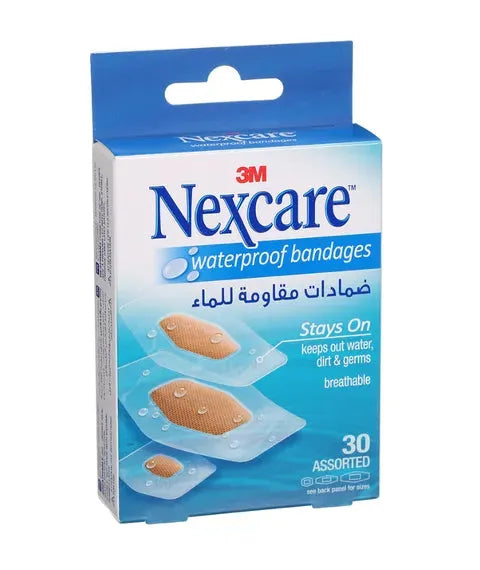 Nexcare Absolute Waterproof Bandages Assorted 30 Per Box