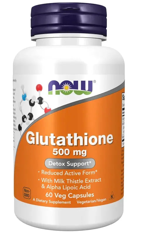 NOW Glutathione Dietary Supplement for Detox Support 500 Mg 60 Caps