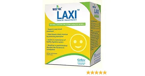 Maxima Laxi Castor Oil + Natural Vitamin E Supplements 60 Softgels
