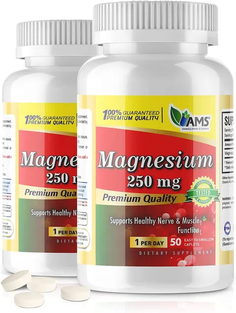 AMS Magnesium Premium Quality 250 Mg 50 Caplets