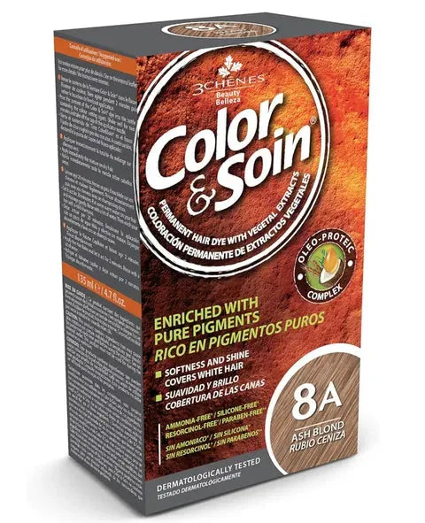 Color & Soin Hair Color with Pure Pigments Ash Blond 8A 135 Ml