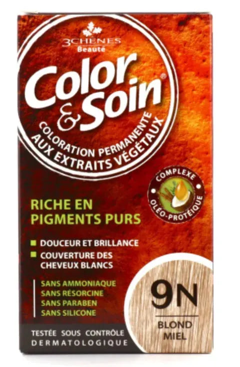 Color & Soin Hair Color with Pure Pigments Honey Blond 9N 135 Ml