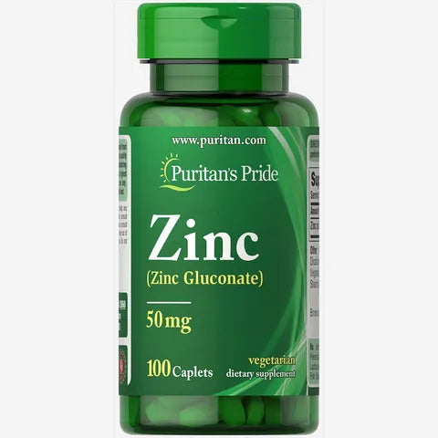 Puritan's Pride Zinc Gluconate Dietary Supplement 50 Mg 100 Caplets