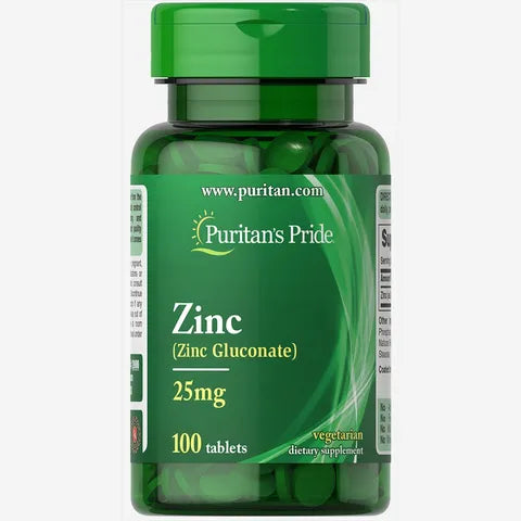Puritan's Pride Zinc Gluconate Dietary Supplement 25 Mg 100 Caplets