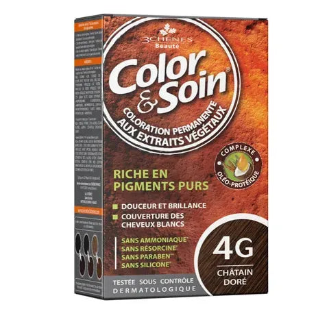 Color & Soin Hair Color with Pure Pigments Golden Chestnut 4G 135 Ml