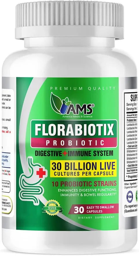 AMS Florabiotix Probiotic 30 Billion Live for Gut Health 30 Capsules